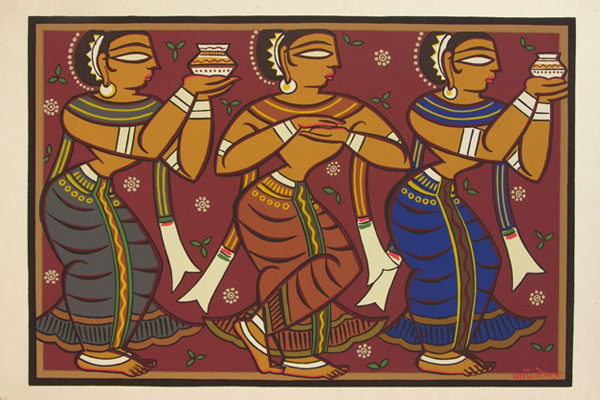 Jamini Roy, one of the finest  Indian painter had this specific style of painting. It was a real challenge to animate the figures keeping the style alive. click on the image to see the TVC Shantanu created inspired from his painting style.